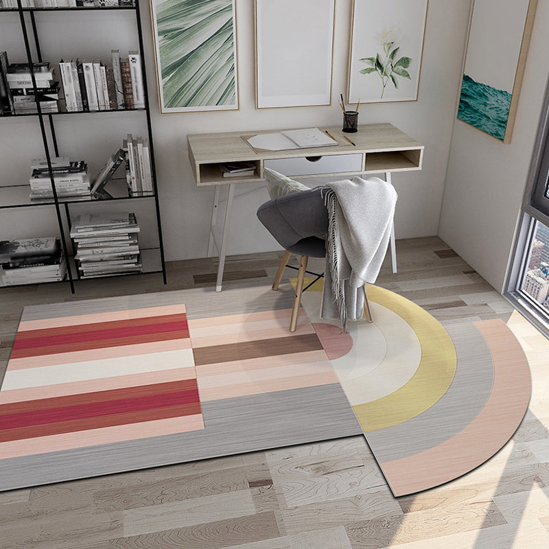Modern Living Room Irregular Carpet Colorful Block Pattern Carpet Polyester Pet-Friendly Carpet