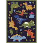 Beautiful children's rug in blue animal dinosaur grass pattern rug polyester stain-resistant rug for the children's room