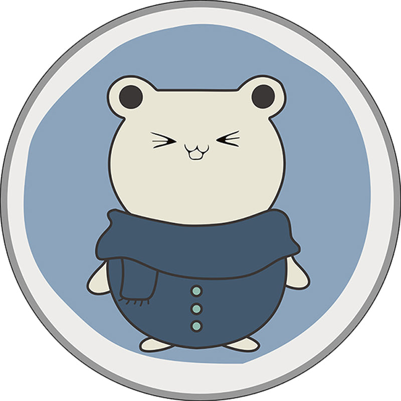 Blue Kids Rug | Kids Animal Hamster Pattern Area Rug Polyester Stain Resistant Carpet