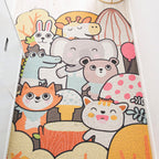 Children Irregular Kids Room Rug in Yellow and Gray Animal Cat Rabbit Penguin Print Rug Polyester Non-slip Area Rug