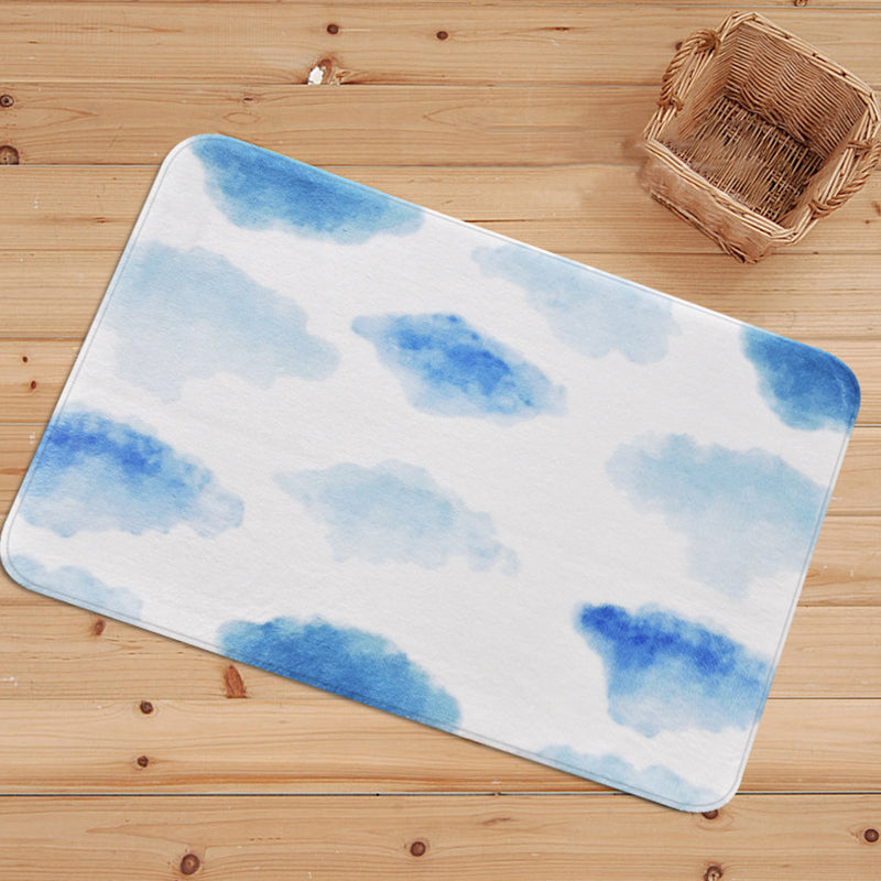 White and grey children's room carpet fairy cloud rain shower pattern carpet polyester machine washable carpet