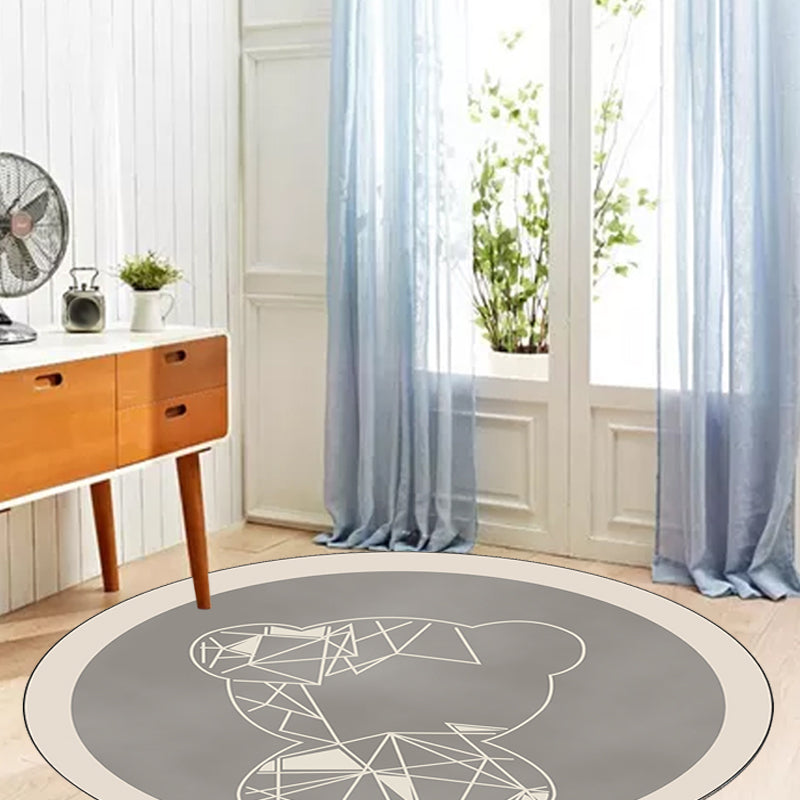 Beautiful children's carpet in gray and brown animal bear geometric pattern carpet polyester stain-resistant carpet for the children's room
