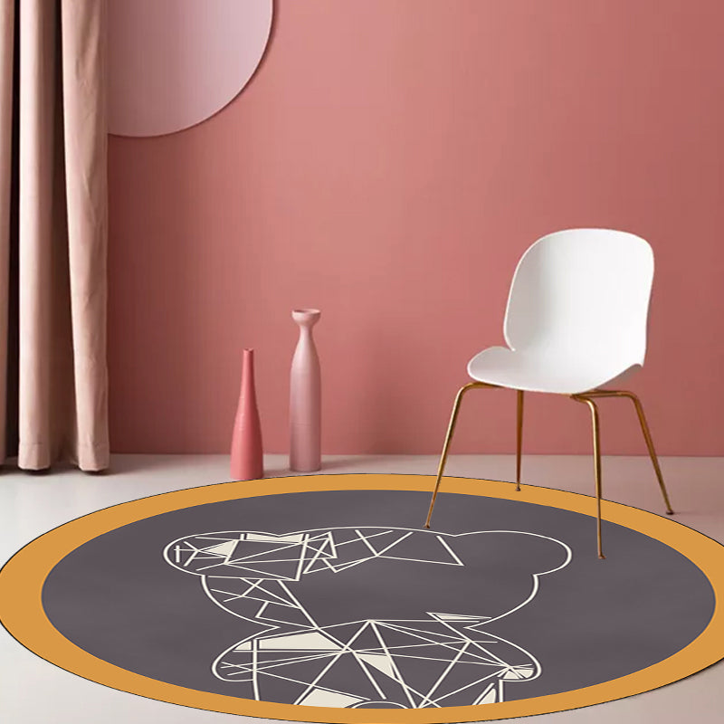 Beautiful children's carpet in gray and brown animal bear geometric pattern carpet polyester stain-resistant carpet for the children's room