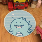 Unique Kids Carpet in Green Animal Dinosaur Stripe Heart Pattern Rug Polyester Non-Slip Carpet for Children's Room