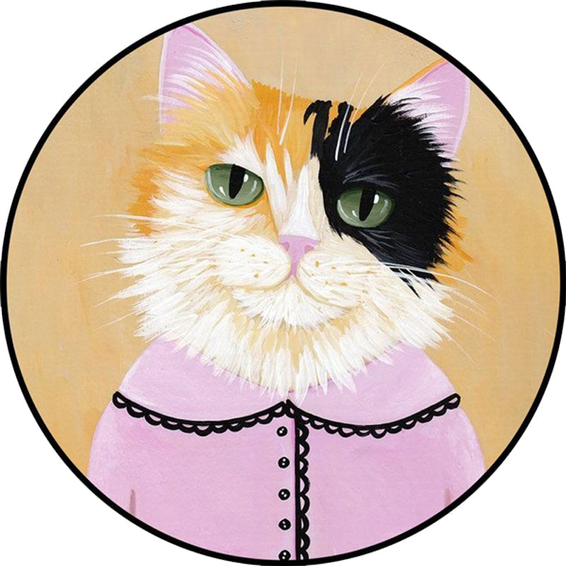 Kids Bedroom Carpet in Green and Blue Animal Cat Glass Print Carpet Polyester Pet-Friendly Area Rug