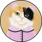Kids Bedroom Carpet in Green and Blue Animal Cat Glass Print Carpet Polyester Pet-Friendly Area Rug