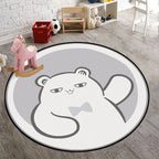 Casual Kids Carpet in Gray Animal Bear Pattern Carpet Polyester Non-Slip Bottom Washable Carpet for Kids Room