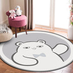 Casual Kids Carpet in Gray Animal Bear Pattern Carpet Polyester Non-Slip Bottom Washable Carpet for Kids Room