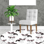 Unique Kids Rug in White and Brown Animal Dog Food Pattern Carpet Polyester Stain Resistant Rug for Children's Room