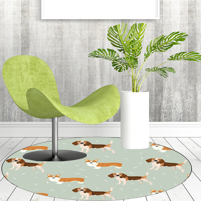 Unique Kids Rug in White and Brown Animal Dog Food Pattern Carpet Polyester Stain Resistant Rug for Children's Room