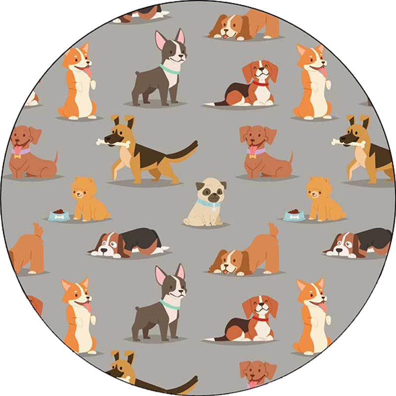 Unique Kids Rug in White and Brown Animal Dog Food Pattern Carpet Polyester Stain Resistant Rug for Children's Room