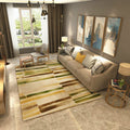 Blue and Brown Bedroom Rug Modern Abstract Painting Pattern Rug Polyester Washable Rug