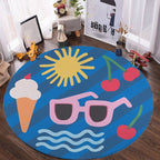 Kids Bedroom Rug in Yellow Food & Beverages Ice Cream Cherry Glasses Print Rug Polyester Pet-Friendly Rug