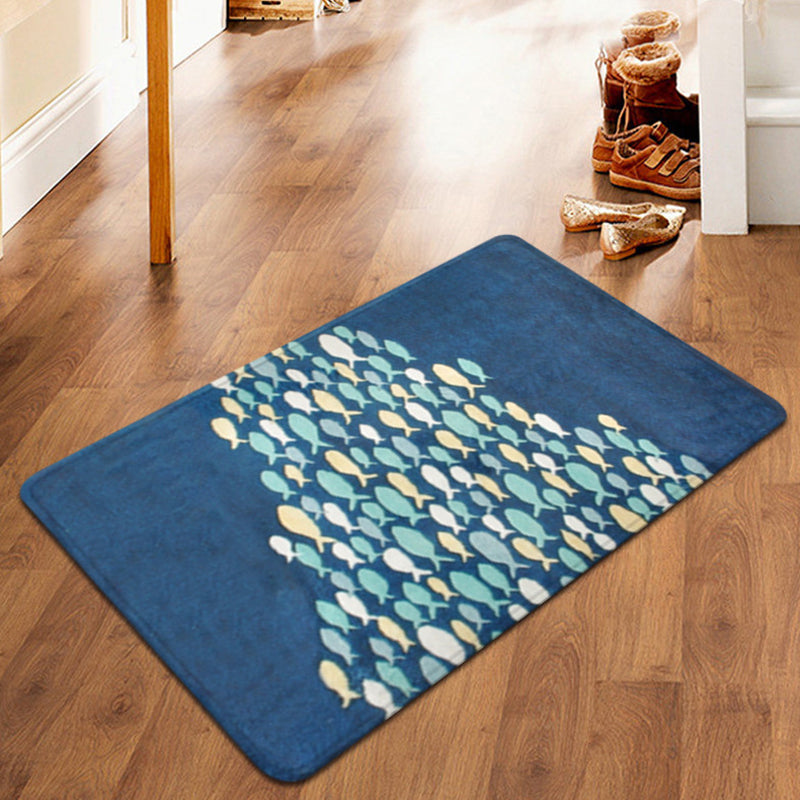 Beautiful children's carpet in blue with animal fish pattern carpet polyester non-slip carpet for the children's room