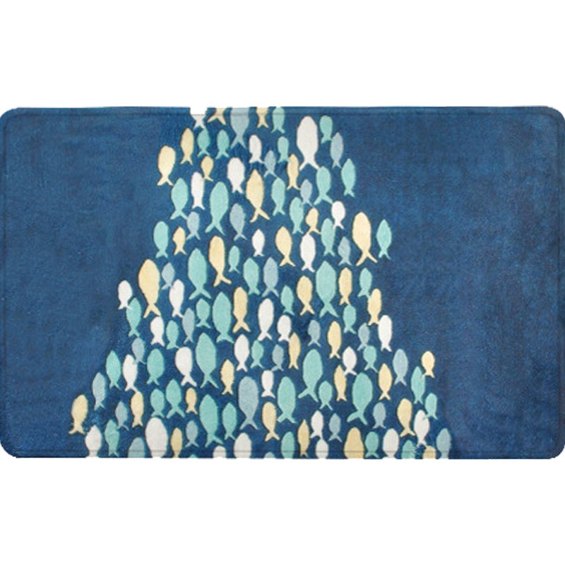 Beautiful children's carpet in blue with animal fish pattern carpet polyester non-slip carpet for the children's room