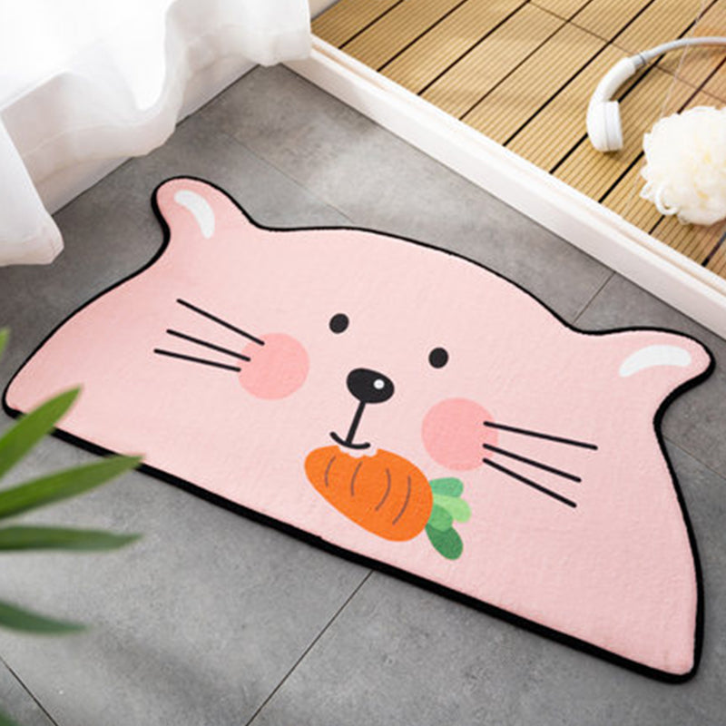 Children Children's Room Irregular Rug in Pink and Orange Animals Tiger Lion Rabbit Print Rug Polyester Stain-resistant Area Rug