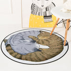 Simple children's rug in gray and white with animal cat pattern rug polyester stain-resistant rug for the children's room