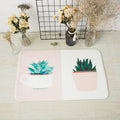 Green and Pink Children's Room Carpet Children Botanical Leaf Potted Plants Pattern Area Rug Polyester Pet Friendly Carpet