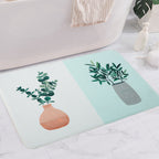 Green and Pink Children's Room Carpet Children Botanical Leaf Potted Plants Pattern Area Rug Polyester Pet Friendly Carpet