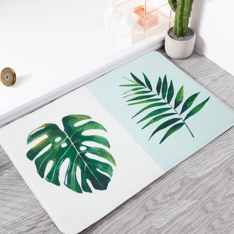 Green and Pink Children's Room Carpet Children Botanical Leaf Potted Plants Pattern Area Rug Polyester Pet Friendly Carpet