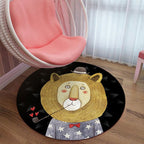 Black and Pink Children's Rug Animal Lion Rabbit Flamingo Pattern Carpet Polyester Stain-Resistant Rug
