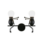 Black/White/Red Childish Wall-Mounted Lamp Kids 2 Heads Metal Wall Light with Swing Arm
