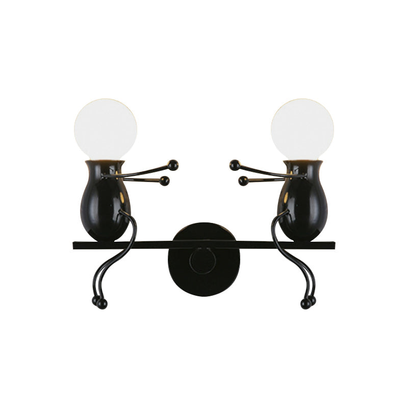 Black/White/Red Childish Wall-Mounted Lamp Kids 2 Heads Metal Wall Light with Swing Arm