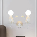 Black/White/Red Childish Wall-Mounted Lamp Kids 2 Heads Metal Wall Light with Swing Arm