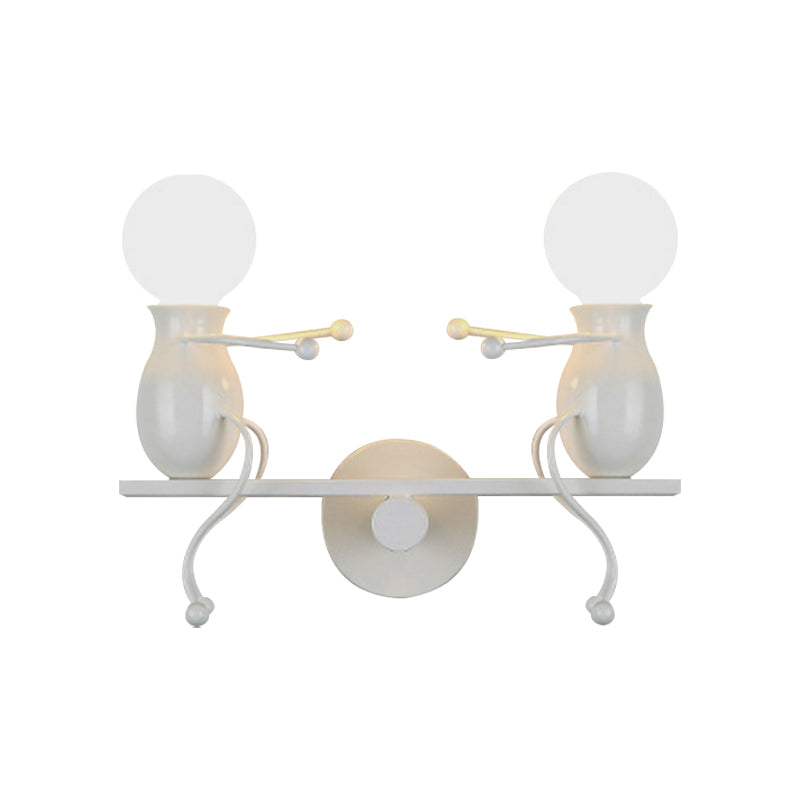 Black/White/Red Childish Wall-Mounted Lamp Kids 2 Heads Metal Wall Light with Swing Arm