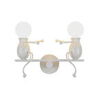 Black/White/Red Childish Wall-Mounted Lamp Kids 2 Heads Metal Wall Light with Swing Arm