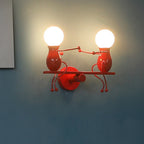 Black/White/Red Childish Wall-Mounted Lamp Kids 2 Heads Metal Wall Light with Swing Arm