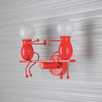 Black/White/Red Childish Wall-Mounted Lamp Kids 2 Heads Metal Wall Light with Swing Arm