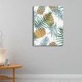 Yellow Pineapple Print Wall Decor Textured Tropical Dining Room Canvas Wall Art