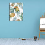 Yellow Pineapple Print Wall Decor Textured Tropical Dining Room Canvas Wall Art