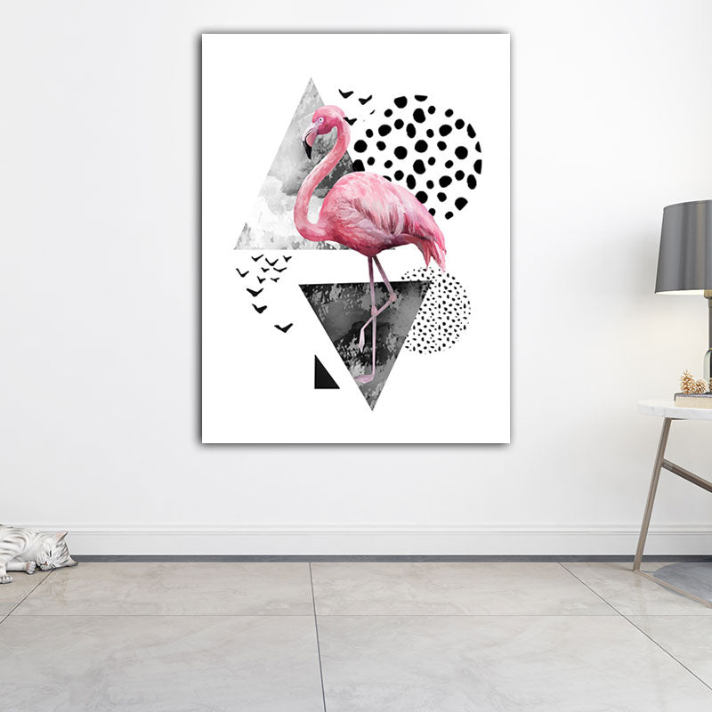 Tropics for 80s Wrapped Canvas Flamingo and Geometry Pink Wall Art Prints, multiple sizes