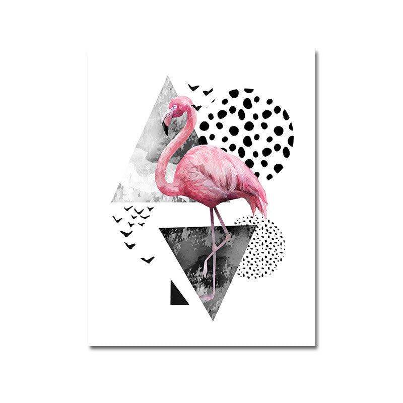 Tropics for 80s Wrapped Canvas Flamingo and Geometry Pink Wall Art Prints, multiple sizes