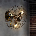 Weathered Copper Wall Lamp with Cage Shade Antique Style Wrought Iron 3 Lights Indoor Wall Lighting