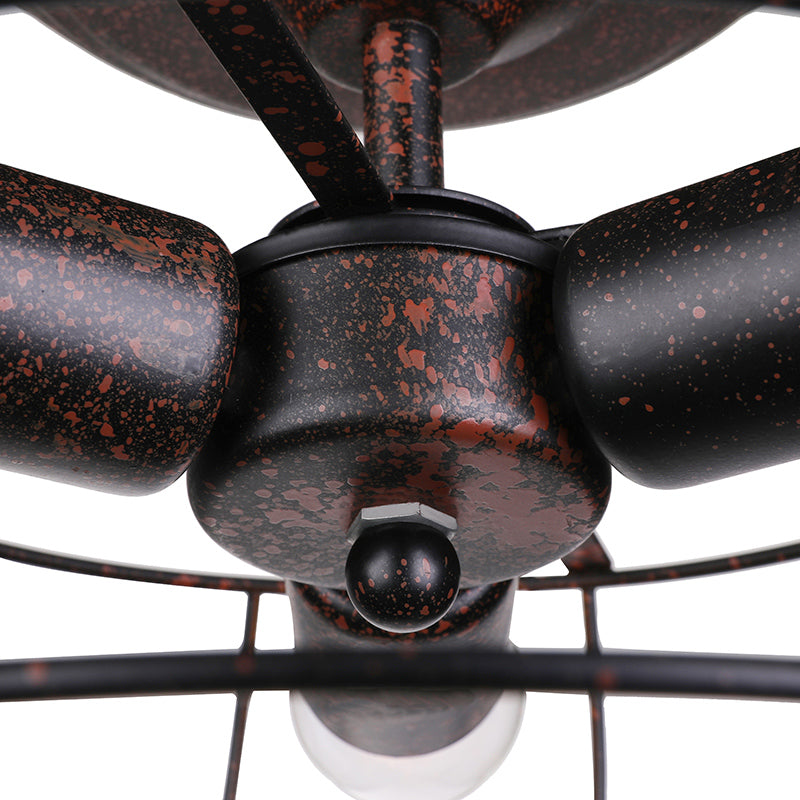Weathered Copper Wall Lamp with Cage Shade Antique Style Wrought Iron 3 Lights Indoor Wall Lighting