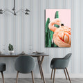 Pink Tropical Canvas Print Flamingo and Cactus Wall Art Decor for Home Interiors