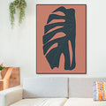 Tropical leaf wrapped canvas texture living room wall art in red (Multiple size options)