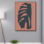 Tropical leaf wrapped canvas texture living room wall art in red (Multiple size options)