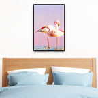 Tropix Animal Flamingos Canvas Art Pink-Blue Textured Wall Decoration for the Seating Area