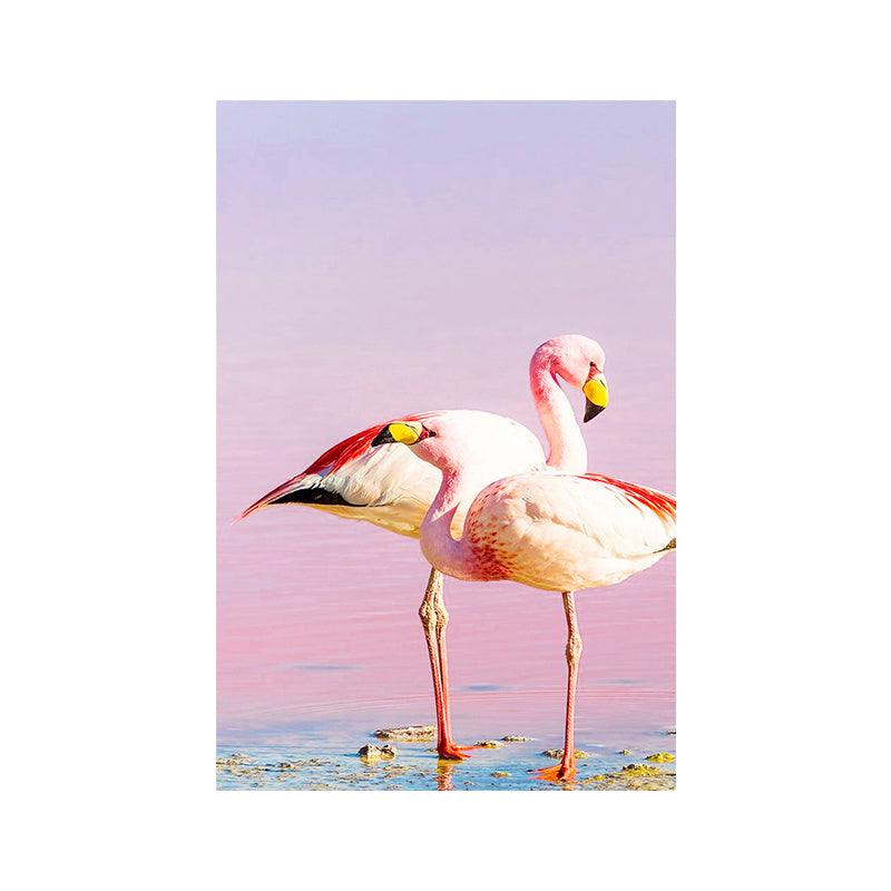 Tropix Animal Flamingos Canvas Art Pink-Blue Textured Wall Decoration for the Seating Area
