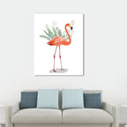 Flamingo and leaves wrapped canvas pink tropical wall decoration for sign room
