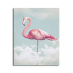 Canvas Pink Art Print Tropical Flamingo and Clouds Wall Decoration for Home Interior