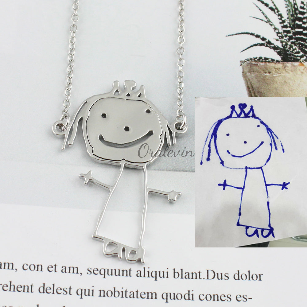 Personal children's drawing as a necklace