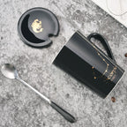 12 Zodiac Signs Black Ceramic Mug with Lid Spoon