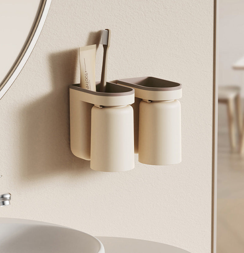 DuoClean 2-in-1 Wall Mount for Toothbrush and Cup – Clever Storage Without Drilling