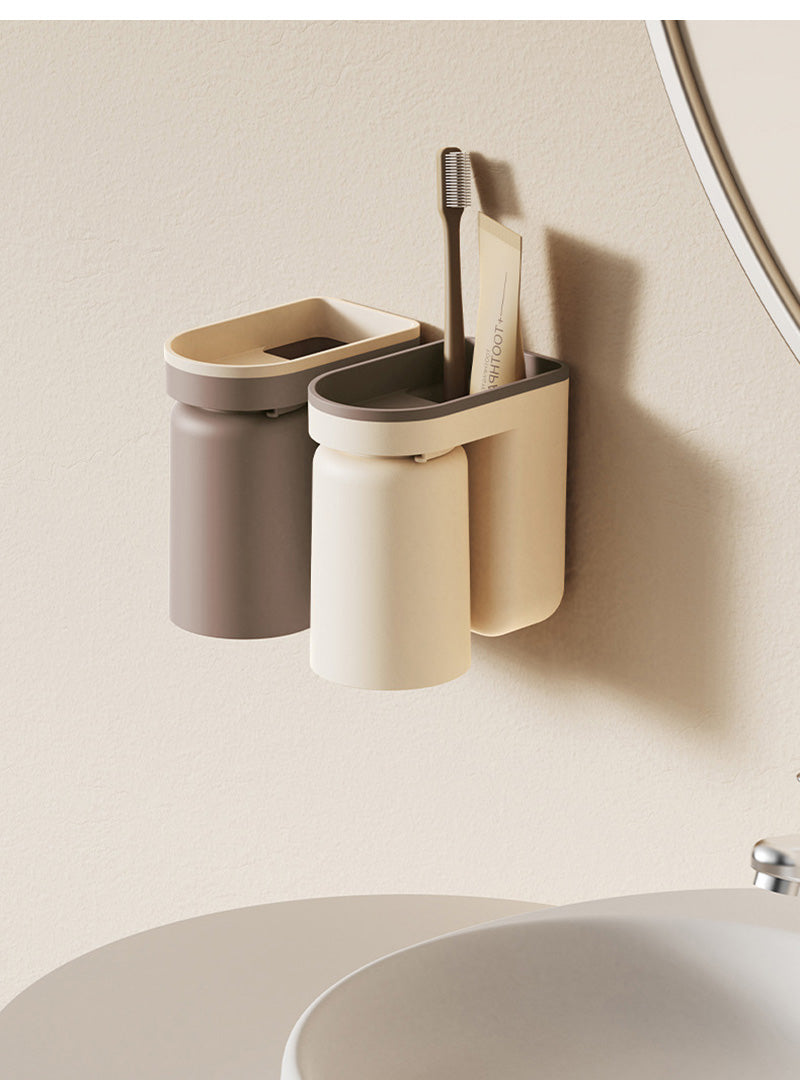 DuoClean 2-in-1 Wall Mount for Toothbrush and Cup – Clever Storage Without Drilling