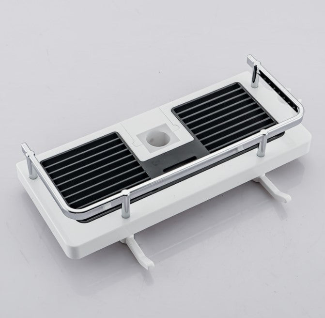 Bathroom Shelf Caddy for Shower Rod, No Drilling Pole Shower Storage Shelf Holder
